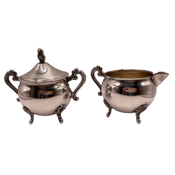 Vintage Leonard Silver Plated Creamer & Sugar Set - Picture 2 of 11